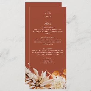 Elegant Autumn Floral Waterverf Wedding Menu Kaart