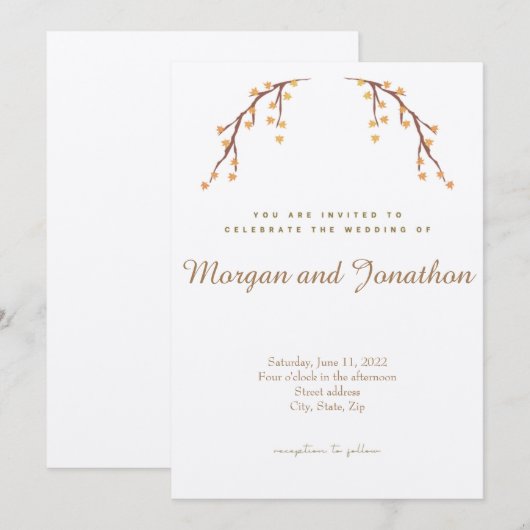 Elegant Autumn Floral Wedding Collectie Kaart (Voorkant / Achterkant)