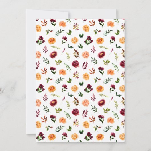 Elegant Autumn Floral Wedding Kaart (Achterkant)