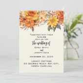 Elegant Autumn Floral Wedding Kaart (Staand voorkant)