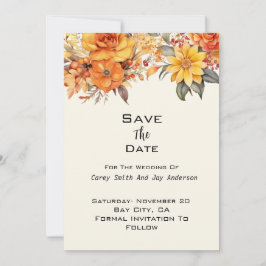 Elegant Autumn Floral Wedding Kaart