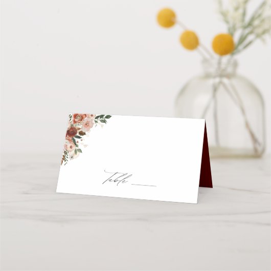 Elegant Autumn Floral Wedding Place Card Plaatskaartje (Voorkant)