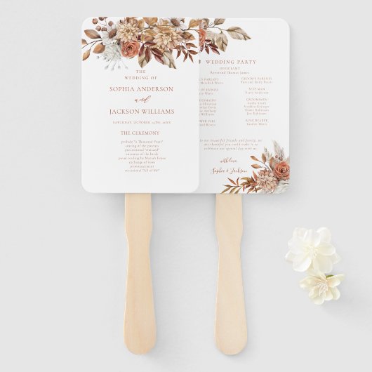 Elegant Autumn Floral Wedding Programme Handwaaier
