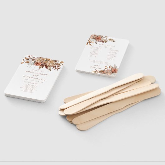 Elegant Autumn Floral Wedding Programme Handwaaier (Niet-gemonteerd)