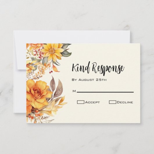 Elegant Autumn Floral Wedding RSVP Kaartje (Voorkant)