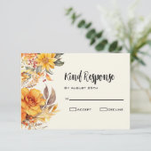 Elegant Autumn Floral Wedding RSVP Kaartje (Staand voorkant)
