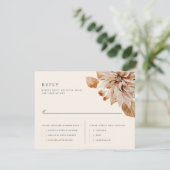 Elegant Autumn Floral Wedding RSVP Reply Kaart (Staand voorkant)