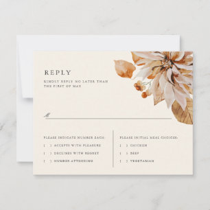 Elegant Autumn Floral Wedding RSVP Reply Kaart