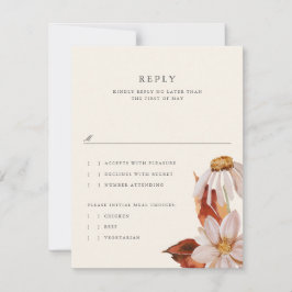 Elegant Autumn Floral Wedding RSVP Reply Kaart