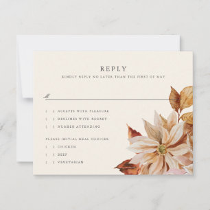 Elegant Autumn Floral Wedding RSVP Reply Kaart