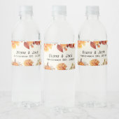 Elegant Autumn Floral Wedding Waterfles Etiket (Flessen)