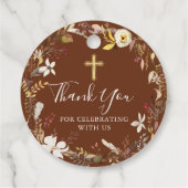 Elegant Autumn Floral Wreath Herfst Baptisme Bedankjes Labels (Achterkant)