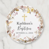 Elegant Autumn Floral Wreath Herfst Baptisme Bedankjes Labels (Voorkant)