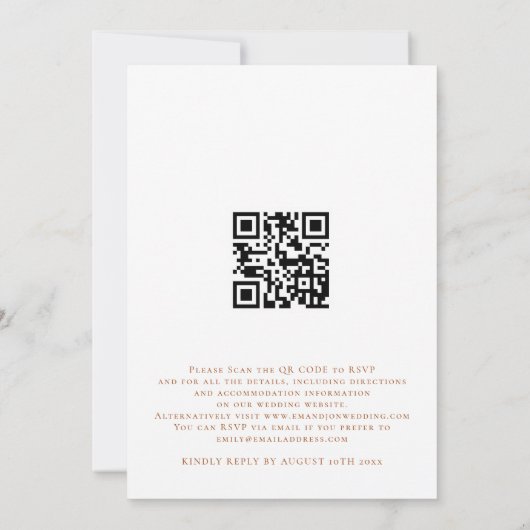 Elegant Autumn Florals QR Code Weddenschap Kaart (Achterkant)