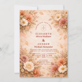 Elegant Autumn Flower Wedding Kaart (Voorkant)