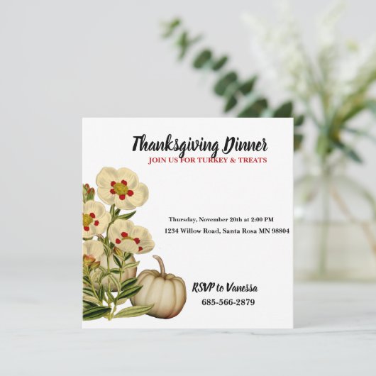 Elegant Autumn Flowers Herfst Pumpkin Thanksgiving Kaart (Staand voorkant)