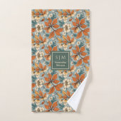 Elegant Autumn Flowers Sage Green Rust Tones Bath Bad Handdoek (Handdoek)