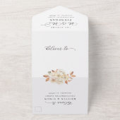 Elegant Autumn Flowers Script Photo Weddenschap All In One Uitnodiging (Buitenkant)