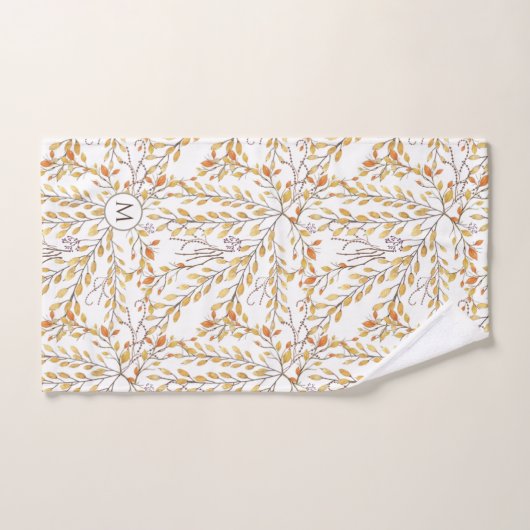 Elegant Autumn Foliage Pattern Personalized Bad Handdoek (Handdoek)