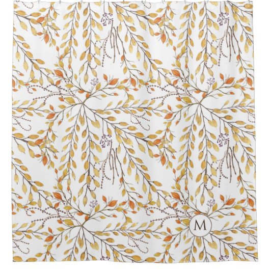 Elegant Autumn Foliage Pattern Personalized Douchegordijn (Voorkant)