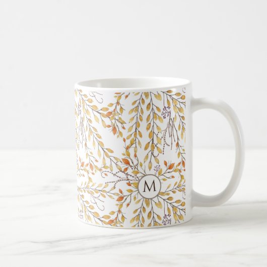 Elegant Autumn Foliage Pattern Personalized Koffiemok (Rechts)