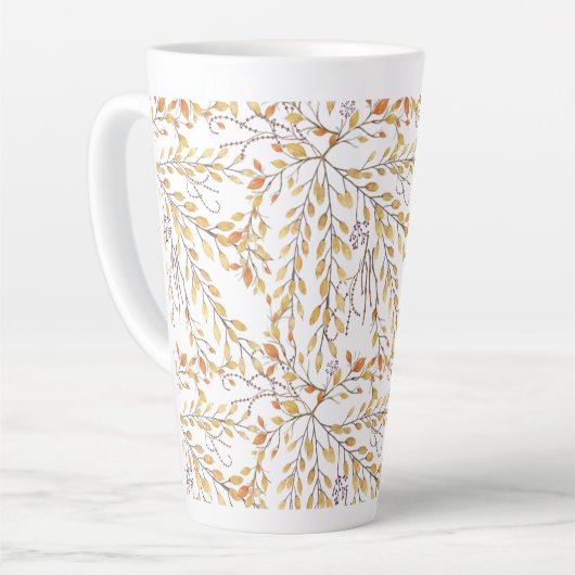 Elegant Autumn Foliage Pattern Personalized Latte Mok (Linkerhoek)