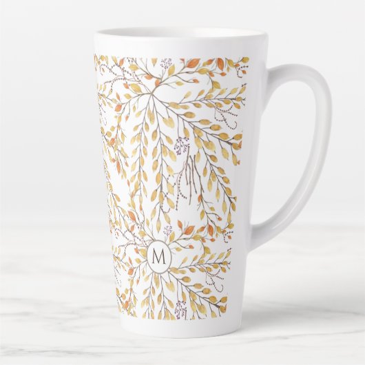 Elegant Autumn Foliage Pattern Personalized Latte Mok (Rechts)