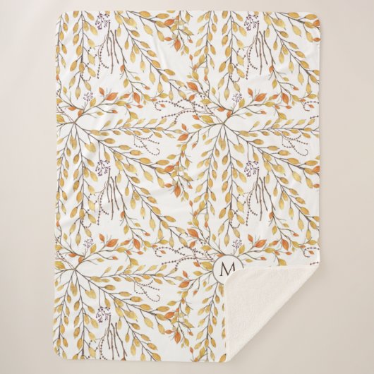Elegant Autumn Foliage Pattern Personalized Sherpa Deken (Voorkant)