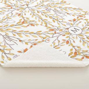 Elegant Autumn Foliage Pattern Personalized Sherpa Deken
