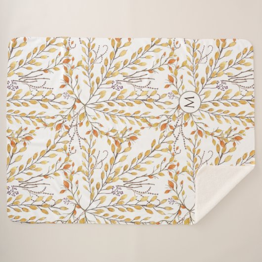 Elegant Autumn Foliage Pattern Personalized Sherpa Deken (Voorkant (horizontaal))