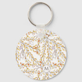 Elegant Autumn Foliage Pattern Personalized Sleutelhanger (Voorkant)