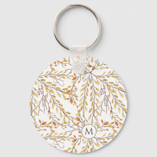 Elegant Autumn Foliage Pattern Personalized Sleutelhanger (Voorkant)