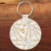 Elegant Autumn Foliage Pattern Personalized Sleutelhanger (Voorkant)