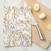 Elegant Autumn Foliage Pattern Personalized Theedoek (Quarter Fold)