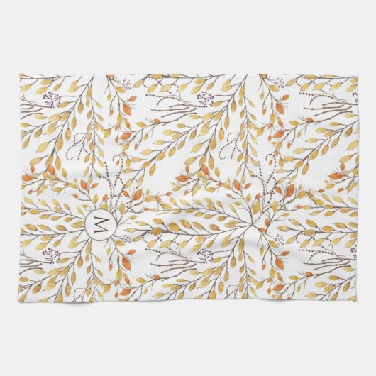 Elegant Autumn Foliage Pattern Personalized Theedoek (Horizontaal)