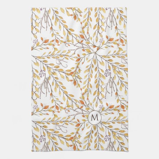 Elegant Autumn Foliage Pattern Personalized Theedoek (Verticaal)