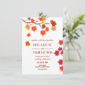 Elegant Autumn Herfst Burgundy Wedding Invitations Kaart (Staand voorkant)