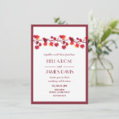 Elegant Autumn Herfst Burgundy Wedding Uitnodiging (Staand voorkant)