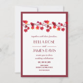 Elegant Autumn Herfst Burgundy Wedding Uitnodiging (Voorkant)