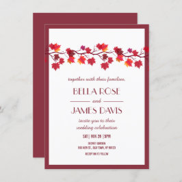 Elegant Autumn Herfst Burgundy Wedding Uitnodiging