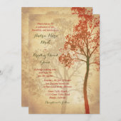 Elegant Autumn Herfst Tree Wedding Invitation Kaart (Voorkant / Achterkant)