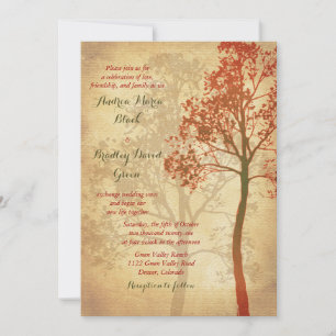 Elegant Autumn Herfst Tree Wedding Invitation Kaart