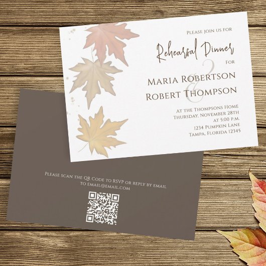Elegant Autumn laat Herfst Greenery QR Code Kaart