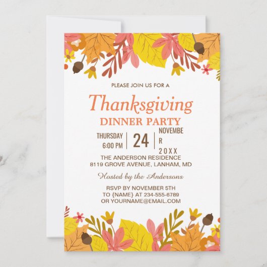 Elegant Autumn laat Thanksgiving eten Kaart (Voorkant)