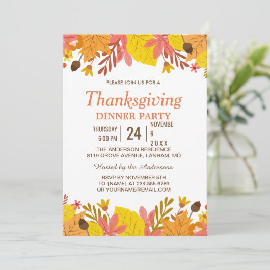 Elegant Autumn laat Thanksgiving eten Kaart (Staand voorkant)