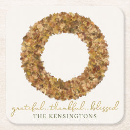 Elegant Autumn laat Thanksgiving Rustic Wreath Kartonnen Onderzetters