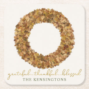 Elegant Autumn laat Thanksgiving Rustic Wreath Kartonnen Onderzetters