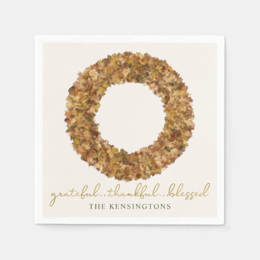 Elegant Autumn laat Thanksgiving Rustic Wreath Servet (Voorkant)