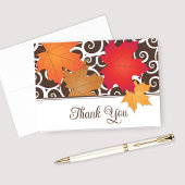 Elegant Autumn Leaves and Swirls Fall Wedding Bedankkaart