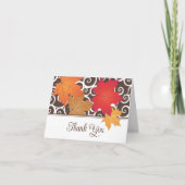 Elegant Autumn Leaves and Swirls Fall Wedding Bedankkaart (Voorkant)